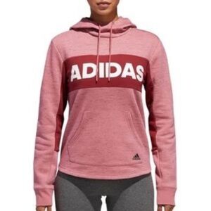 Women’s Adidas Pink Post Game Fleece Pullover Hoodie Sweatshirt Size Small